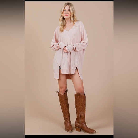 Solid Oversized Fit Knit Top - Picture 1 of 7